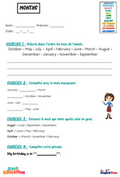 Exercice Months - Exercices - Apprends l’anglais avec Kelly and James : 3eme Maternelle, [Primaire] - PDF à imprimer