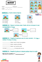 Weather - Vocabulaire - Exercices - Apprends l’anglais avec Kelly and James : 3eme Maternelle, [Primaire] - PDF à imprimer