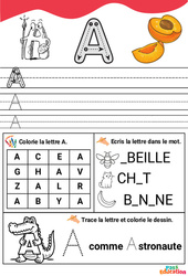 Apprendre à écrire les lettres de l'alphabet en majuscule -  Maternelle : 1ere, 2eme Maternelle - Cycle Fondamental - PDF à imprimer