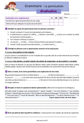 La ponctuation - Examen Evaluation avec les corrigés : 5eme Primaire - PDF à imprimer