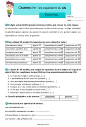 Les expansions du groupe nominal (GN) - Exercices avec les corrigés : 5eme Primaire - PDF à imprimer