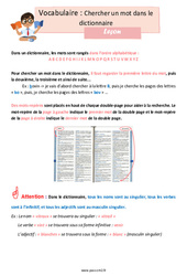 Chercher un mot dans le dictionnaire - Cours, Leçon : 5eme Primaire - PDF à imprimer