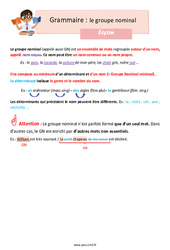 Le groupe nominal - Cours, Leçon : 5eme Primaire - PDF à imprimer