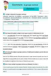 Le groupe nominal - Exercices avec les corrigés : 5eme Primaire - PDF à imprimer
