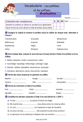 Les préfixes et les suffixes - Examen Evaluation avec la correction : 5eme Primaire - PDF à imprimer