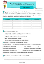 Les familles de mots - Exercices avec les corrections : 5eme Primaire - PDF à imprimer