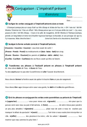 L’impératif présent - Exercices avec les corrections : 5eme Primaire - PDF à imprimer