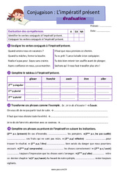 L’impératif présent - Examen Evaluation avec la correction : 5eme Primaire - PDF à imprimer