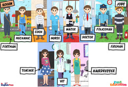 Jobs - Vocabulaire - Cours, Leçon/Flashcard - Apprends l’anglais avec Kelly and James - À essayer gratuitement : 3eme Maternelle, [Primaire] - PDF à imprimer