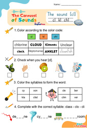Le son [cl] cl kl chl - Phonologie anglaise - Carousel of Sounds - Vidéo interactive + Fiche : 3eme Maternelle, [Primaire]