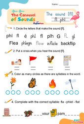Exercice Le son [fl] phl - Phonologie anglaise - Carousel of Sounds - Vidéo interactive + Fiche : 3eme Maternelle, [Primaire]