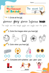 Le son [gl] gl - Phonologie anglaise - Carousel of Sounds - Vidéo interactive + Fiche : 3eme Maternelle, [Primaire]