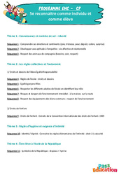 Programme EMC - Fiches Se reconnaitre comme individu et comme élève : 1ere Primaire - PDF à imprimer