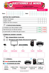 L’ordinateur - Architecture d’un dispositif numérique - Examen Evaluation - Apis & ses amis : 1ere Primaire - PDF à imprimer