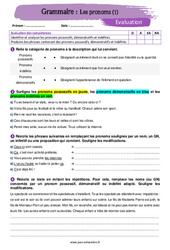 Les pronoms (1) - Examen Evaluation avec la correction : 1ere Secondaire - PDF à imprimer