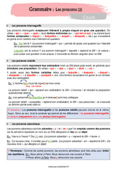 Les pronoms (2) - Cours : 1ere Secondaire - PDF à imprimer
