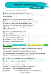Les pronoms (2) - Exercices avec les corrigés : 1ere Secondaire - PDF à imprimer