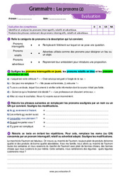 Les pronoms (2) - Examen Evaluation avec la correction : 1ere Secondaire - PDF à imprimer