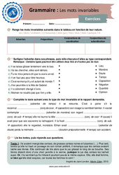 Les mots invariables - Grammaire - Je me prépare au Brevet : 3eme Secondaire - PDF à imprimer