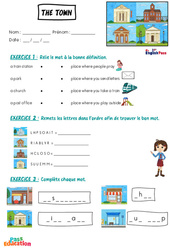 Exercice The town - Exercices - Apprends l’anglais avec Kelly and James : Primaire - Cycle Fondamental - PDF à imprimer