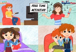 Vidéo interactive Free time activities - Vidéo interactive - Apprends l’anglais avec Kelly and James : Primaire - Cycle Fondamental