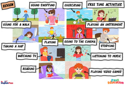 Free time activities - Vocabulaire - Cours, Leçon/Flashcard - Apprends l’anglais avec Kelly and James : Primaire - Cycle Fondamental - PDF à imprimer