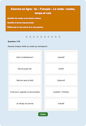 Cours et exercice : Le verbe - Fiches  - Exercice en ligne : 1ere Secondaire