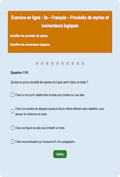 Procédés de reprise et connecteurs logiques - Fiches  - Exercice en ligne : 3eme Secondaire