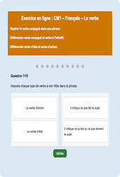 Le verbe - Fiches Exercice en ligne  - Fiches Français - Grammaire : 4eme Primaire