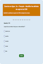 Identifier attributs du sujet et COD - Fiches  - Exercice en ligne : 3eme Secondaire