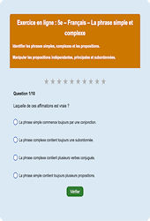 Cours et exercice : La phrase simple et complexe - Fiches  - Exercice en ligne : 1ere Secondaire