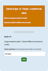 Cours et exercice : Le présent - Fiches  - Exercice en ligne : 3eme Secondaire