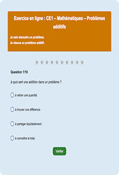 Problèmes additifs - Fiches Exercice en ligne  - Fiches Mathématiques - Calculs : 2eme Primaire