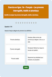 Cours et exercice : Les pronoms interrogatifs, adverbiaux et relatifs - Fiches  - Exercice en ligne : 1ere Secondaire