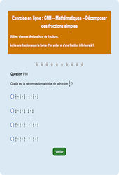 Leçon, exercice et évaluation :<br/> Décomposer des fractions simples - Fiches  - Exercice en ligne : 4eme Primaire
