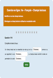 Les champs lexicaux - Fiches  - Exercice en ligne : 6eme Primaire