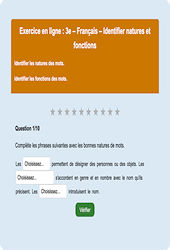 Natures et fonctions - Fiches Exercice en ligne  - Fiches Français - Grammaire : 3eme Secondaire
