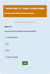 Cours et exercice : La phrase complexe - Fiches  - Exercice en ligne (2) : 3eme Secondaire