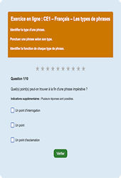 Leçon, exercice et évaluation :<br/> Les types de phrase - Fiches  - Exercice en ligne : 2eme Primaire