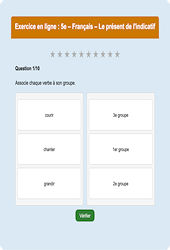 Cours et exercice : Le présent de l'indicatif - Fiches  - Exercice en ligne : 1ere Secondaire