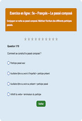 Le passé composé - Fiches Exercice en ligne  - Fiches Français - Conjugaison : 1ere Secondaire