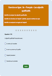 Cours et exercice : Les adjectifs - Fiches  - Exercice en ligne : 1ere Secondaire
