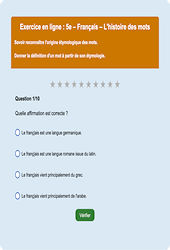 Cours et exercice : L'histoire des mots - Fiches  - Exercice en ligne : 1ere Secondaire