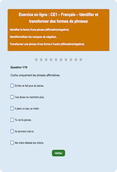 Les formes de phrases - Fiches Exercice en ligne  - Fiches Français - Grammaire : 2eme Primaire