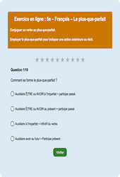 Le plus - que - parfait - Fiches Exercice en ligne  - Fiches Français - Conjugaison : 1ere Secondaire