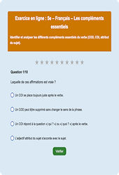 Cours et exercice : Les compléments essentiels - Fiches  - Exercice en ligne : 1ere Secondaire
