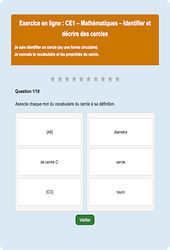 Cercles - Fiches Exercice en ligne  - Fiches Mathématiques - Géométrie : 2eme Primaire