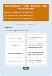 Leçon, exercice et évaluation :<br/> Verbes en - er et - ir au présent - Fiches  - Exercice en ligne : 6eme Primaire