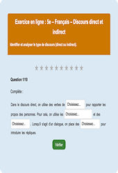 Cours et exercice : Discours direct et indirect - Fiches  - Exercice en ligne : 1ere Secondaire