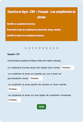 Les compléments de phrase - Fiches Exercice en ligne  - Fiches Français - Grammaire : 4eme Primaire